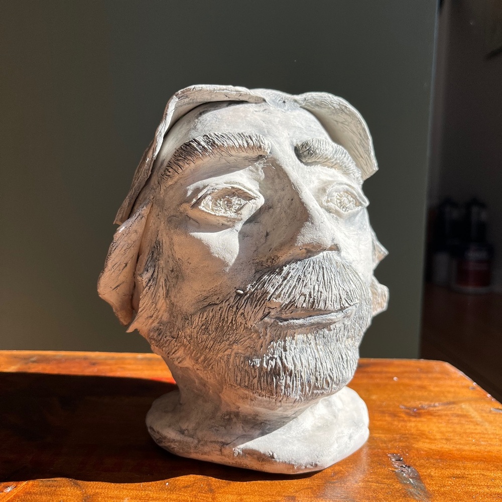 Handmade Ceramic Bearded Man Head Vase